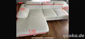 Weißes Echtleder-Sofa mit Kippsystem & Schlaffunktion
