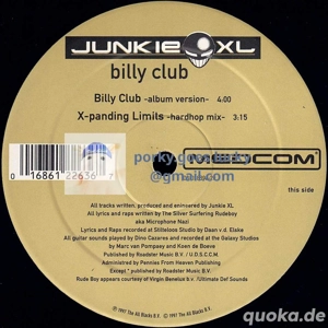 Junkie XL - Billy Club 1997 12" Vinyl Breakbeat