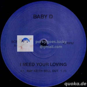 Baby D - I Need Your Loving BCBABY2 1995 12" Vinyl Breakbeat Drum n Bass
