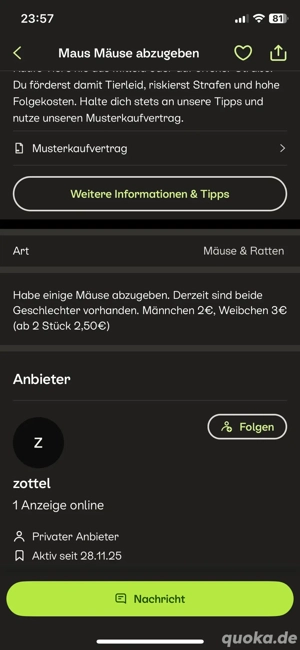 Maus Mäuse Vorsicht betrugs masche !!!