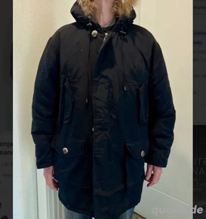 Herren Daunenjacke BLK L-XL sehr WARM Parka Kunstfell Versand ink