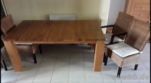 Massivholz-Esstisch m. Einlegeplatten