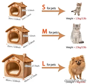 Katzenhaus (Hundehaus) plüsch Hausform braun beige