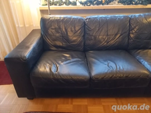 3er-Sofa, schwarz, 200cm, Kunstleder zu verschenken