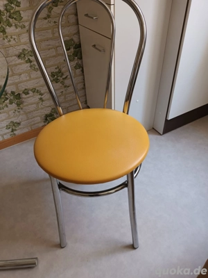 Küchenstühle Metall mit gelben Sitzpolster 3 Stück 