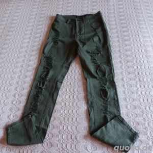 Damen - Jeans, Hose, Fashion Nova, Skinny, Röhrenjeans, Gr. 7 (W27), oliv