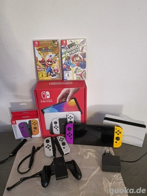 nintendo switch Oled modell neue spiele mit 2 Mario videospiele und OVP 