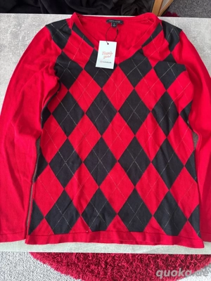 Thommy Hilfiger Pullover Damen Gr. M-NEU mit Etikett-Rot Rauten