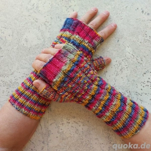 Armstulpen Pulswärmer, farbenfroh, handgestrickt