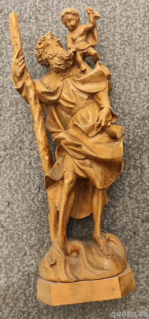 Holzfigur Skulptur Heiliger Christophorus 40 cm gebeizt Statue