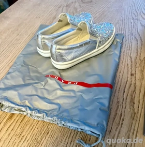 Original PRADA Milano Kinderschuhe   Glitzer Slip-Ons   Top Zusta Bild 3