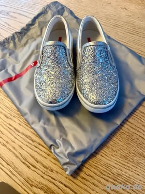 Original PRADA Milano Kinderschuhe   Glitzer Slip-Ons   Top Zusta Bild 4