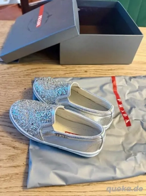 Original PRADA Milano Kinderschuhe   Glitzer Slip-Ons   Top Zusta Bild 2