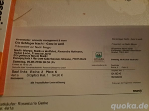 Konzert Karte 2. reihe schlager nacht in weiss in bühl 06.06.26 