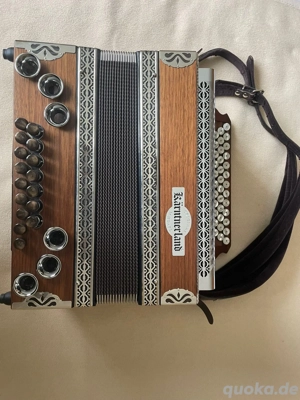 Original Kärntnerland Harmonika der Firma Schwarz Österreich, Edelholz seidenmatt, G C F B.