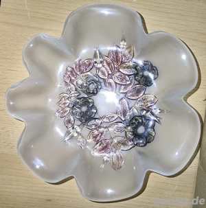 Glasschale Milchglas Blumendekor