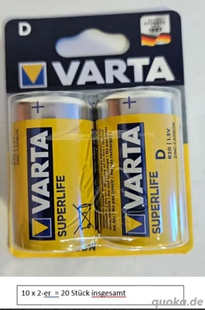 --- 10x 2er VARTA Super Life Batterie D, 1.5 Volt -20 Stück  15 Euro + 6,19 Versand