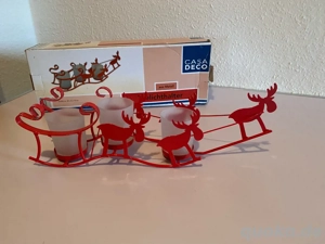 Weihnachtsschlittenteelichthalter aus Metall Bild 2