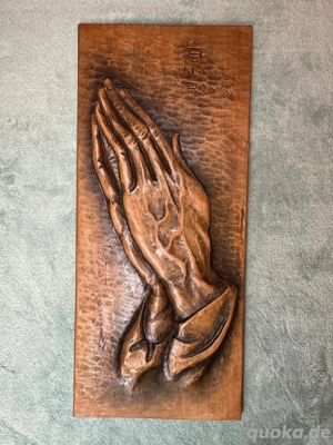 Wandbild Holzschnitzerei Betende Hände