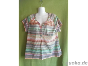 Bluse kurzärmlig bunt Aztekenmuster Gr. 42