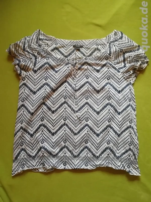Bluse blau weiß kurzärmlig Carmen Aztekenmuster Gr. L 44 46 Bild 2