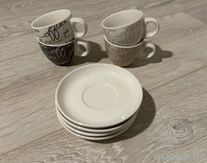 4x Espressotassen mit 4x Untertassen   Coffee-Design, Porzellan