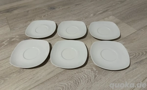 6x Untertassen   weißes Porzellan, eckig abgerundet, zeitlos