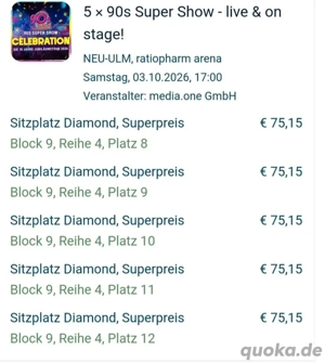 Nur noch 3 Diamant Tickets für die 90er Supershow  Bild 2