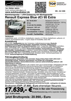 Renault Express Extra Blue dCi 95 Klima PDC vorne/hinten Laderaumv Bild 3