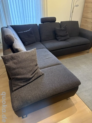 Wohnlandschaft L-Form, Anthrazit, Dunkelbraun 