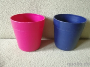 Becher Trinnkbecher Tupperware blau pink Camping Picknick Bild 2