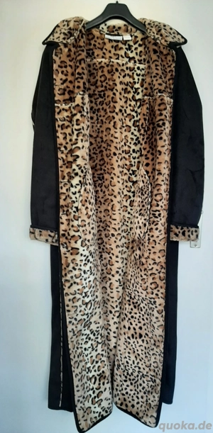 Wildleder-Mantel, schwarz, mit Innenfutter "Leopard", Gr. 40
