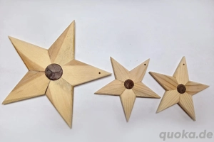Christbaumaufhänger 3x Weihnachtssterne  Holz Handarbeit 16,5-10cm vintage  