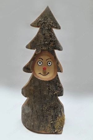 Weihnachtsdeko Holz Tannenbaum-Wichtel m. Gesicht rustikal Handarbeit 31cm