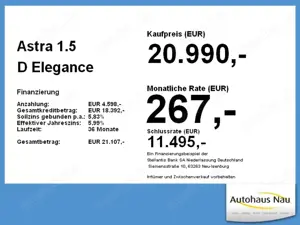 Opel Astra 1.5 D Elegance IntelliLux LED + NAVI Inkl. Inspekt Bild 4