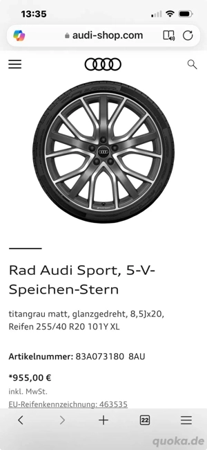 Reifen (Sommer) mit Felgen vom Audi Q3 Sport Bild 10