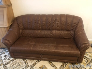 Ledersofa mit Klappbett