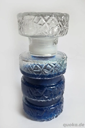 Deko Glasflasche Karaffe m.Deckel Pressglas gemustert  8,5x21 f.Badeschaum vintage 60er
