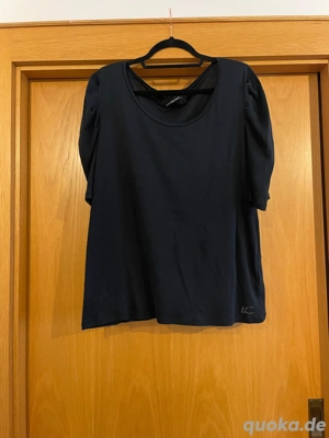 Dunkelblaues Luisa Cerano Oberteil, Shirt, Raffung, Größe 46