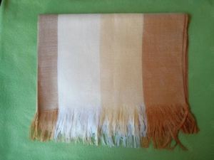 Schal XXL gelb ocker dünn Fransen Streifen unisex NEU