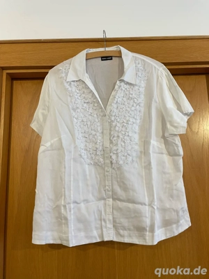 Weiße Gerry Weber Bluse, Größe 44, Blumen, 3D-Optik