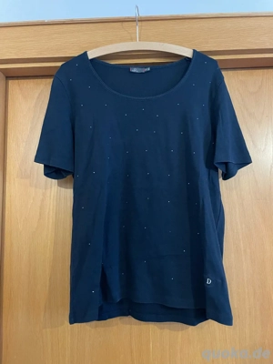 Dunkelblaues T-Shirt von Dismero, Größe XXL, Glitzersteine, Steinchen, Made in Italy