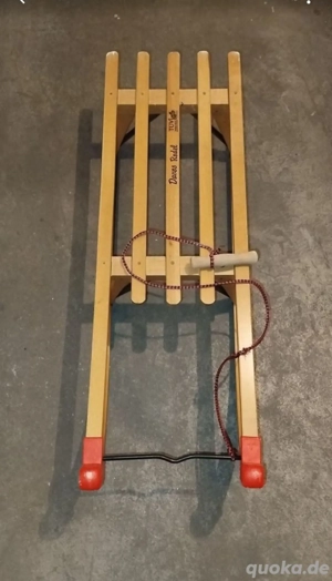 Super Schnee Holz-Schlitten 90cm Rodel von Davos Sirch-Davoser