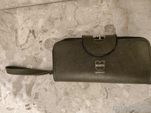 Olivgrüner Geldbeutel Leder mit Handschlaufe Geldbörse