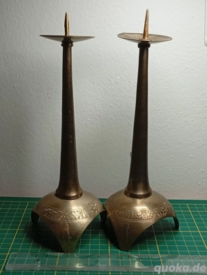 Antike Messing-Kerzenleuchter (Paar)