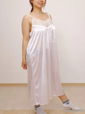 Nachthemd, weiß glänzend, Satin, von Vitritex, Größe 40 42