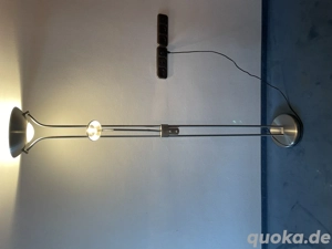 Deckenfluter mit Leselampe Dimmbar Silber 