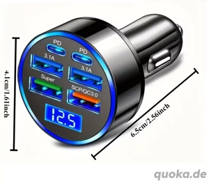 6-in-1 USB+Type-C Schnellladegerät fürs Auto 