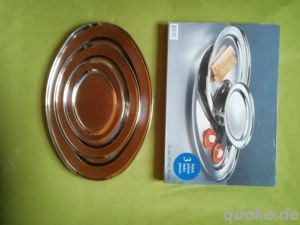 Serviertablett 3er Set Edelstahl