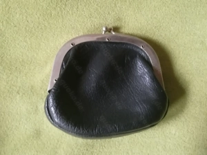 Geldbeutel Kutscherbörse Spangenverschluss schwarz Leder